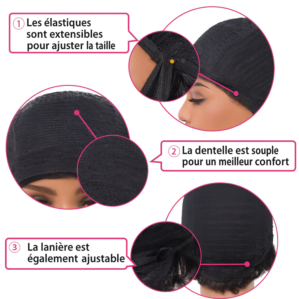 Wig Kinky Curly Human Hair avec frange