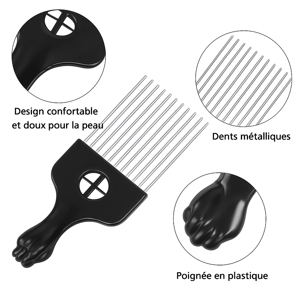 Lot de 3 peignes à dents large en acier