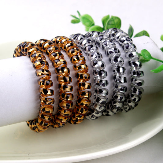 Lot de 10 Élastiques torsadés imprimé Leopard