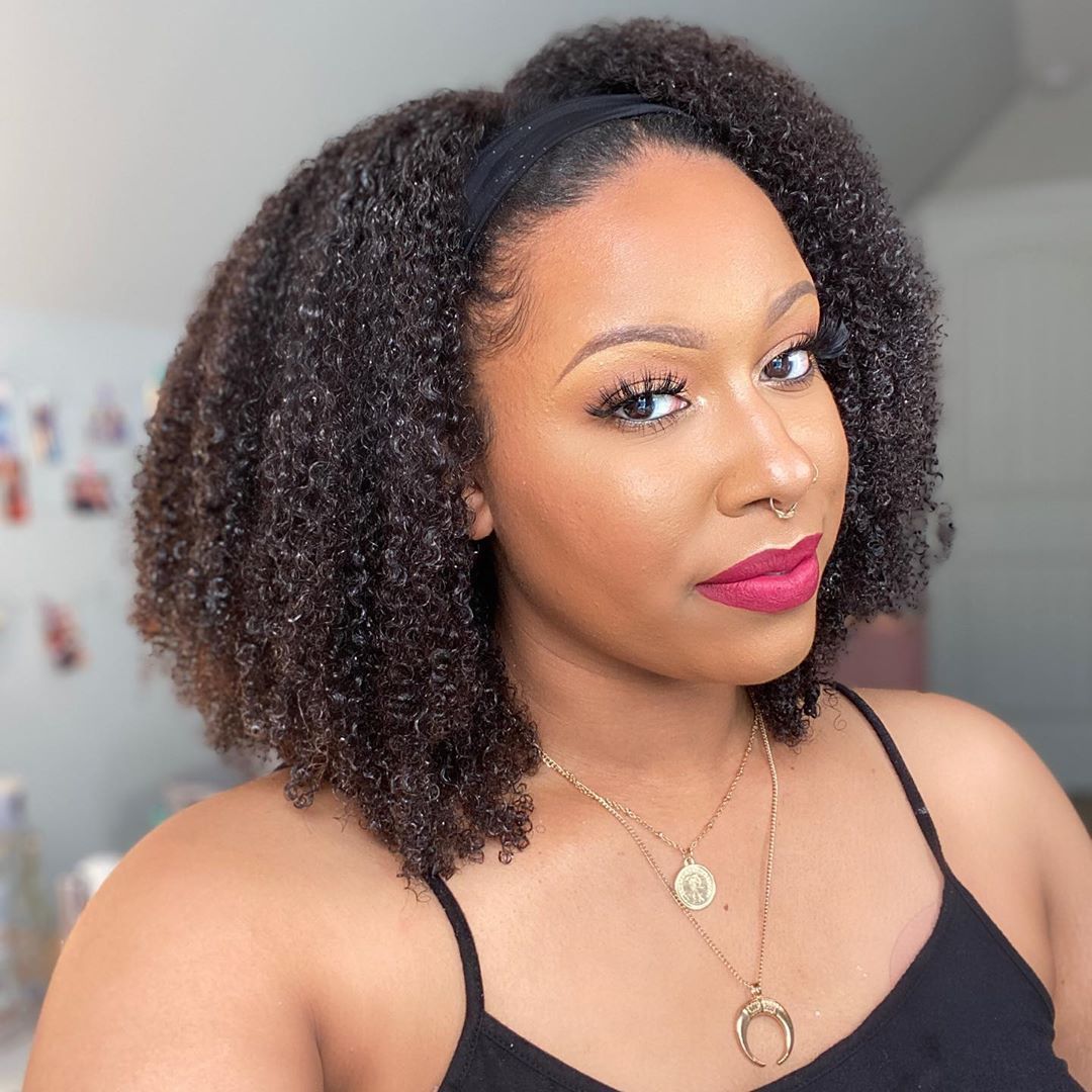 Demi tête bandeau avec cheveux synthéthiques de type 4a/4b