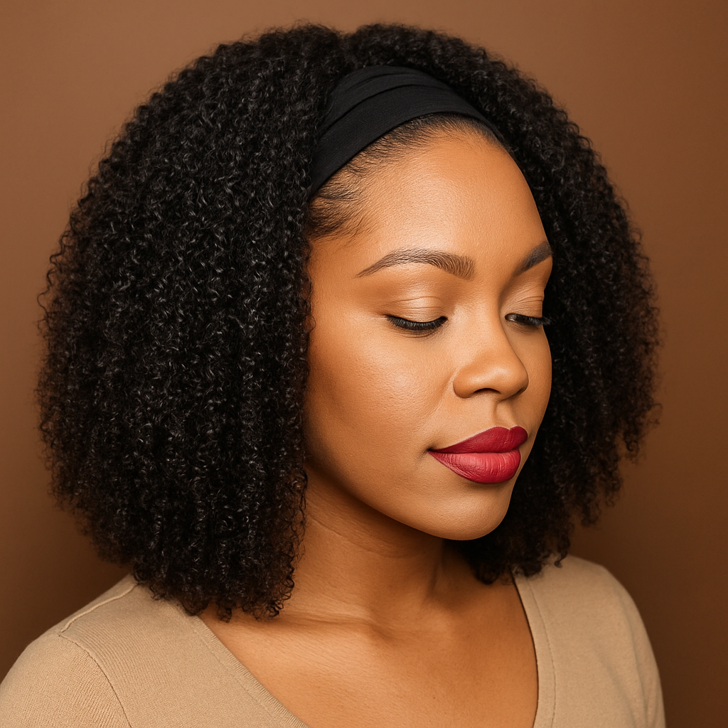 Demi tête bandeau avec cheveux synthéthiques de type 4a/4b